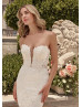 Detachable Straps Beaded Ivory Lace Tulle Wedding Dress